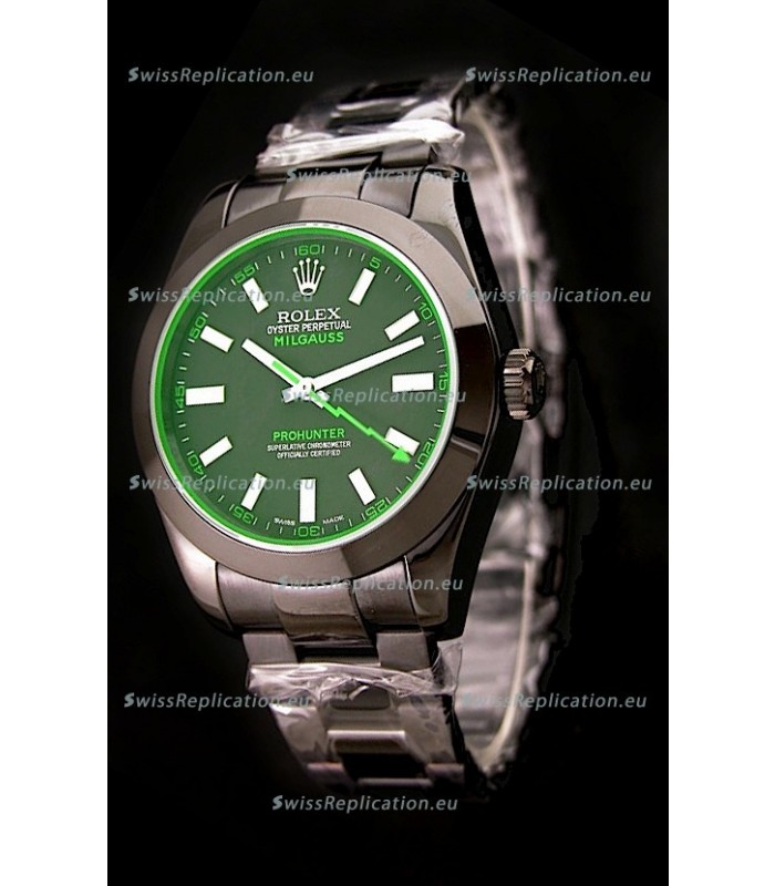 Rolex Milguass Prohunter Swiss PVD Watch in Green Dial