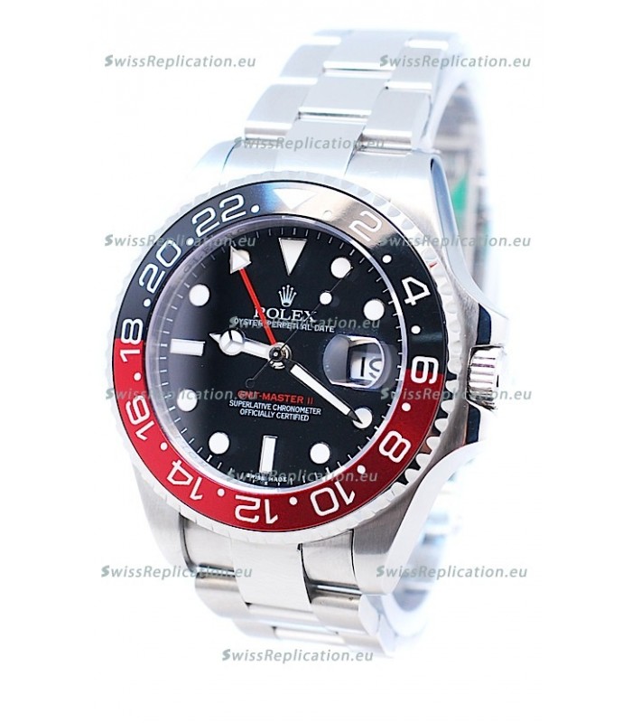 Rolex GMT Masters II 2011 Edition Replica Watch in Black and Red Bezel