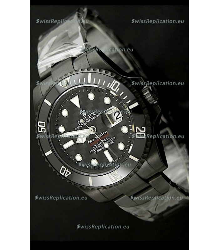 Rolex Pro Hunter Submariner Swiss Replica PVD Watch in Carbon Dial