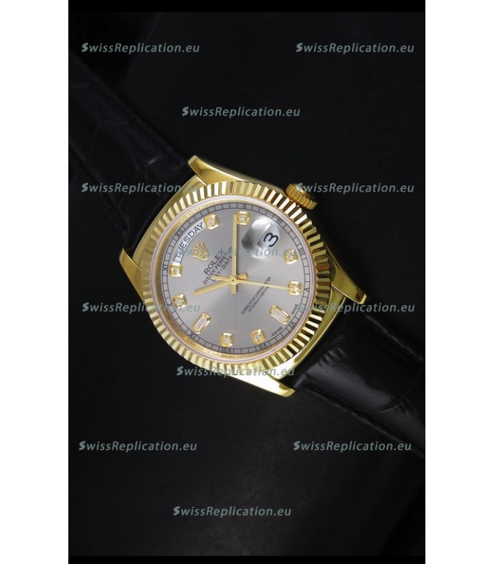 Rolex Day Date 36MM Yellow Gold Swiss Replica Watch - Grey Dial