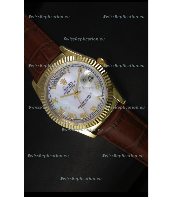 Rolex Day Date 36MM Yellow Gold Swiss Replica Watch - White MOP Dial