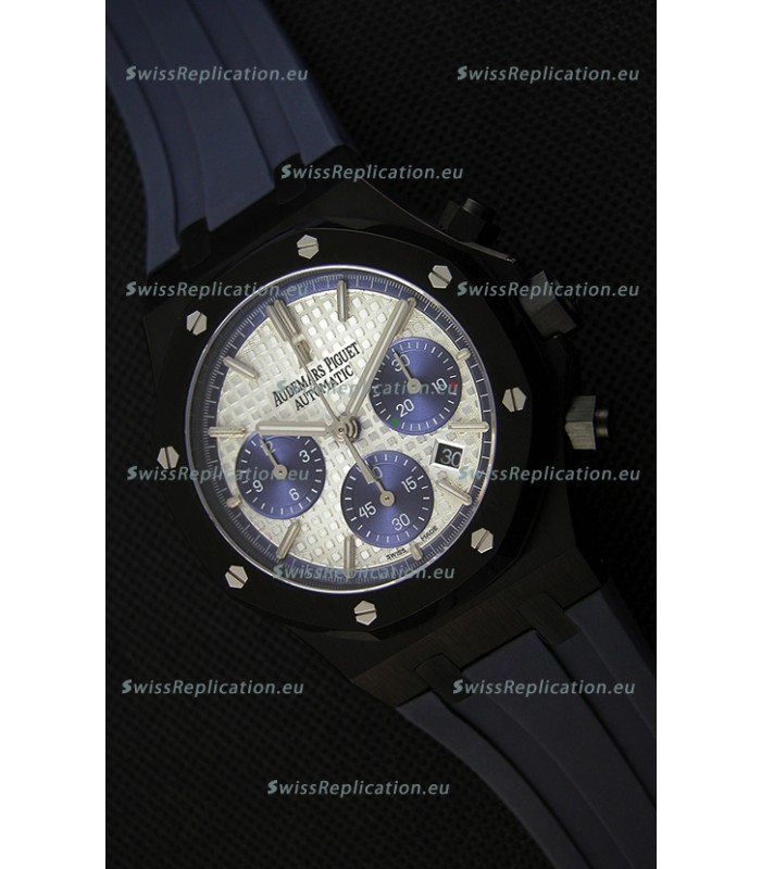 Audemars Piguet Royal Oak Chronograph Silver Toned Dial Blue Subdials Swiss Replica Watch