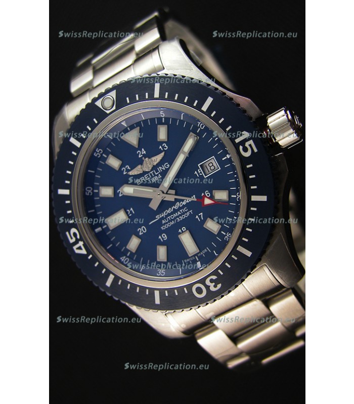 Breitling SuperOcean 44 Special Steel - Mariner Blue Swiss Replica Watch with Steel Strap