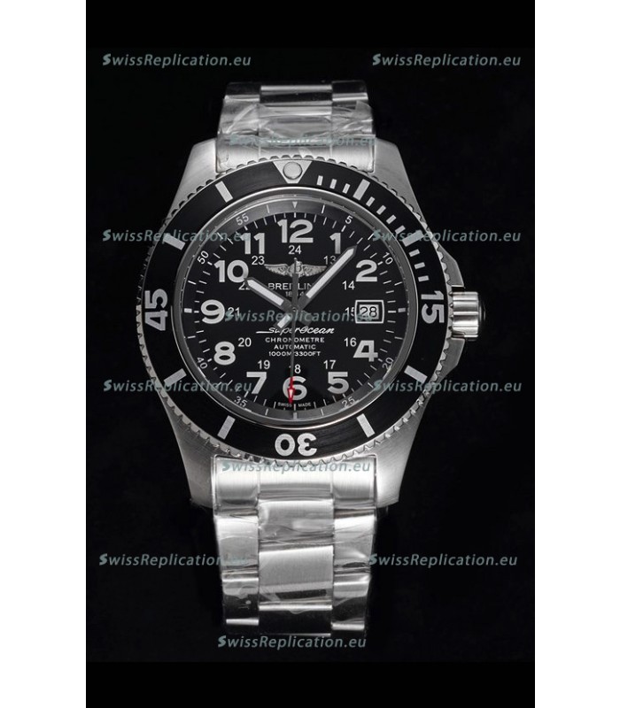 Breitling SuperOcean II 44mm 904L Steel Case 1:1 Mirror Replica Watch in Black Dial 