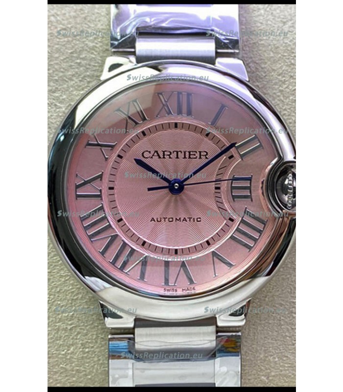 Ballon De Cartier Swiss Automatic 1:1 Mirror Quality 36MM in Stainless Steel Pink Dial