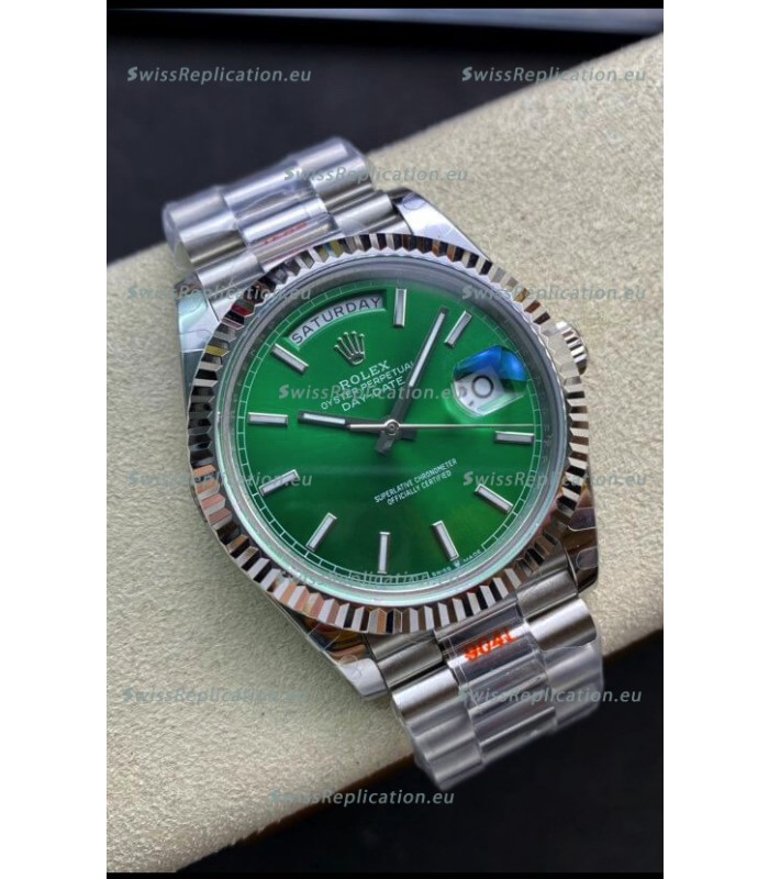 Rolex Day Date 904L Stainless Steel Watch 40MM - Green Dial 1:1 Mirror Quality