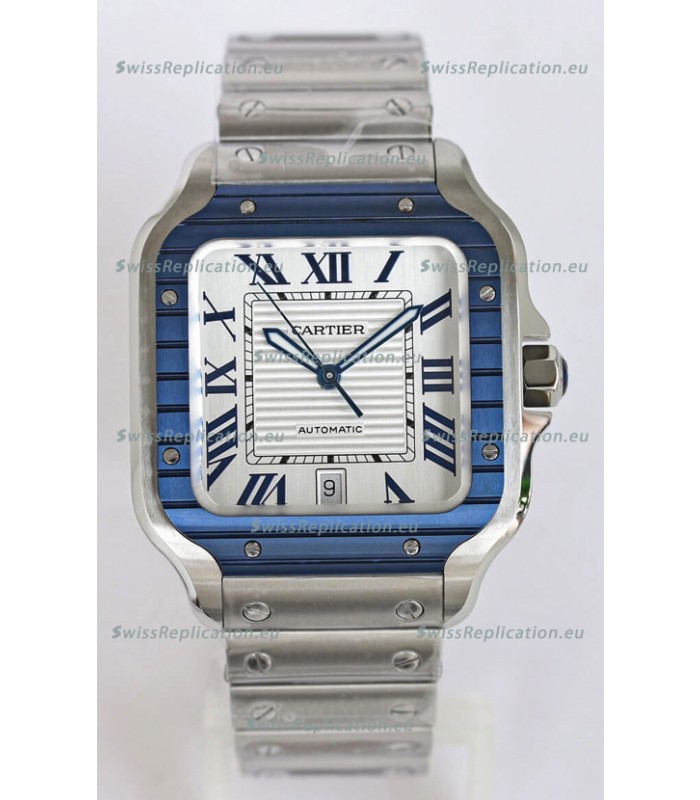 Santos De Cartier 1:1 Blue DLC Bezel Swiss Replica Watch 40MM