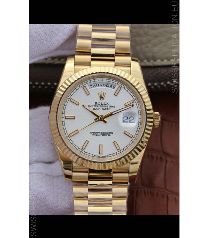 Rolex Day Date Presidential 904L Steel Yellow Gold 40MM - White Dial 1:1 Mirror Quality Watch
