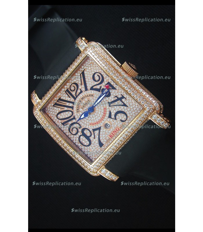 Franck Muller Conquistador King Automatic Watch in Pink Gold with Nylon Strap