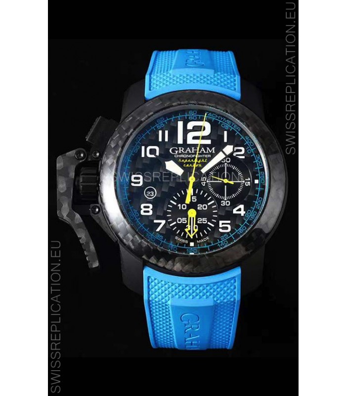 Graham Chronofighter Superlight Carbon Blue 1:1 Mirror Swiss Replica Watch 