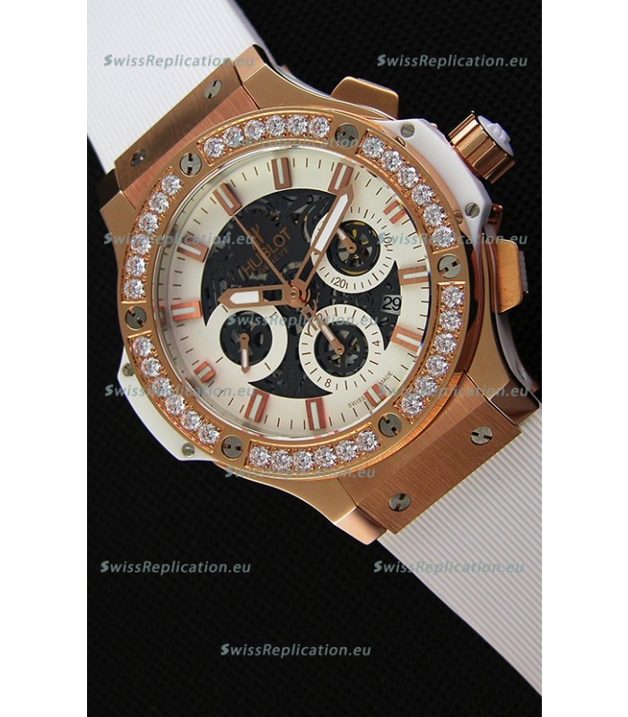 Hublot Big Bang Diamonds Bezel Watch in Pink Gold Case Swiss Replica Watch