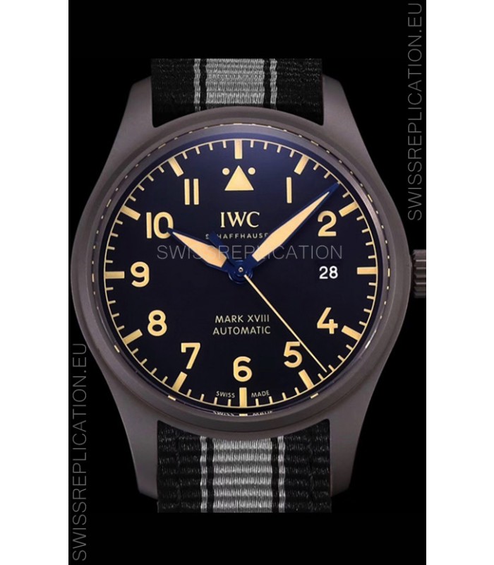 IWC Pilot's MARK XVIII Heritage 1:1 Swiss Watch 904L Steel Casing Black Matte Finishing