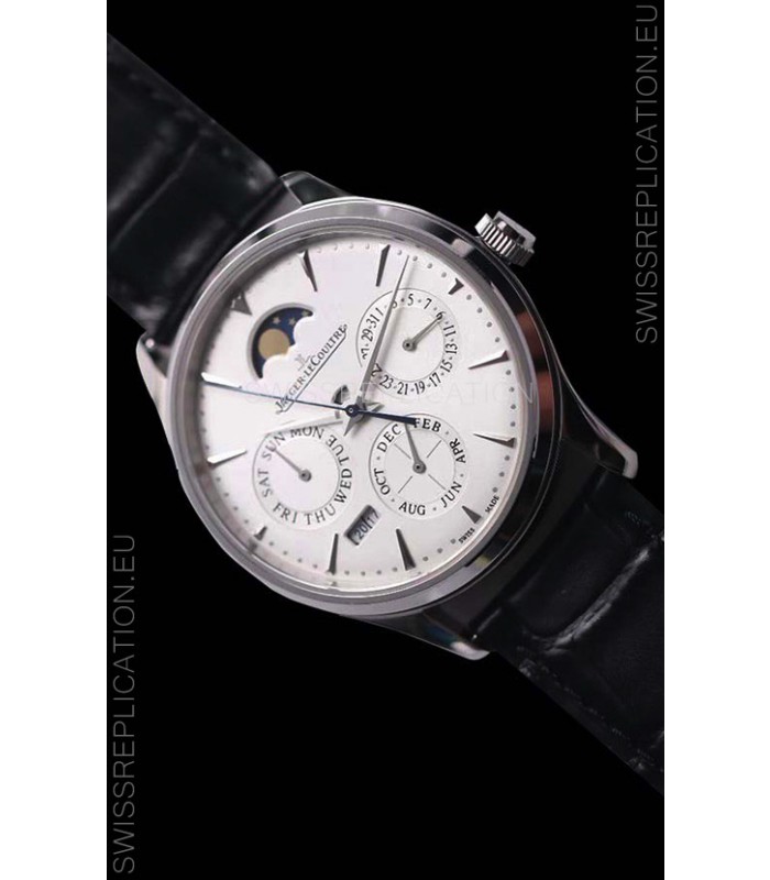 Jaeger LeCoultre Master Ultra Thin Perpetual Swiss Replica Watch in White Dial 