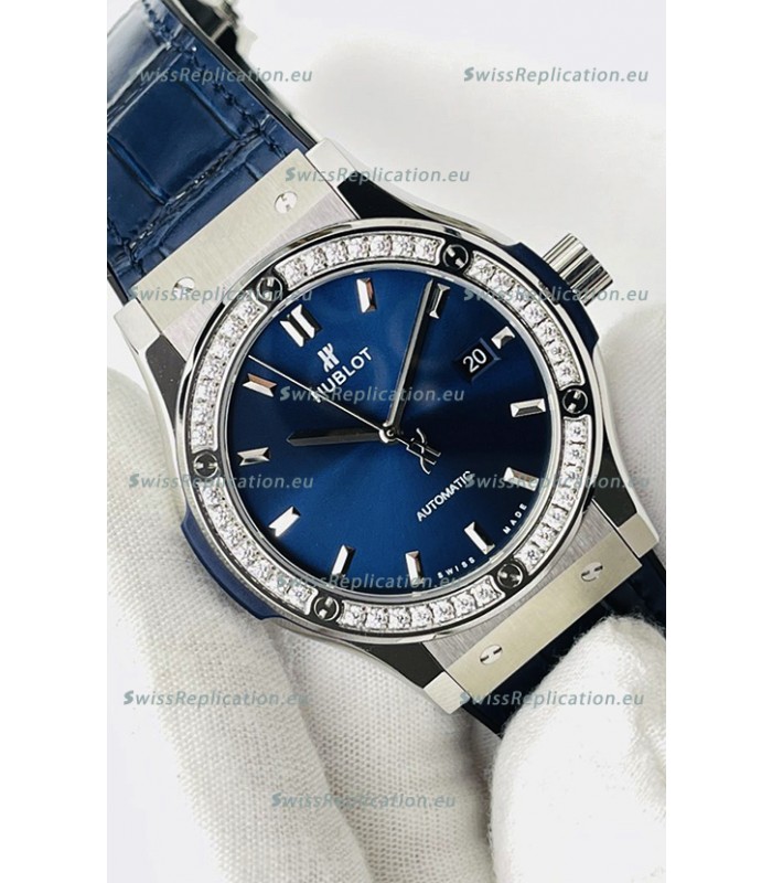 Hublot Classic Fusion Stainless Steel Blue Dial Swiss Replica Watch 1:1 Mirror Quality 