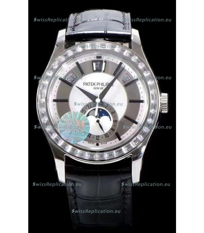 Patek Philippe 5205-001 Complications MoonPhase Light Grey Dial 1:1 Mirror Swiss Replica Watch