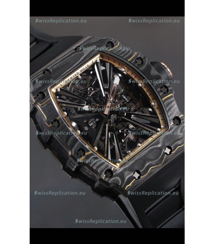 Richard Mille RM12-01 Carbon Fiber Case Genuine Tourbillon Movement 1:1 Mirror Replica Watch