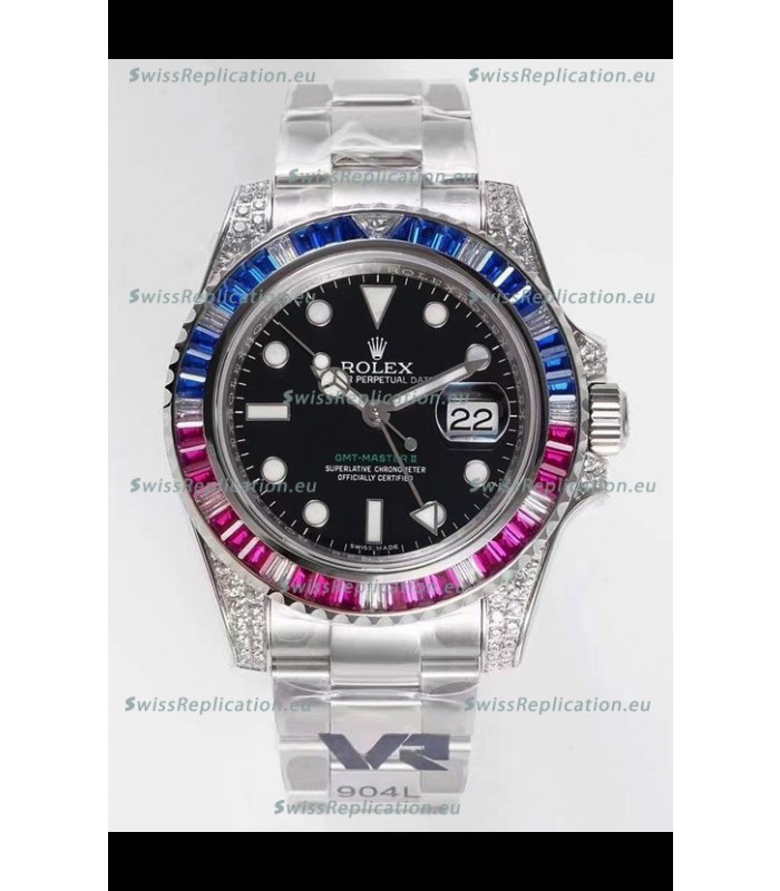 Rolex GMT Masters II Diamonds Swiss watch in 904L Case - 1:1 Mirror Quality