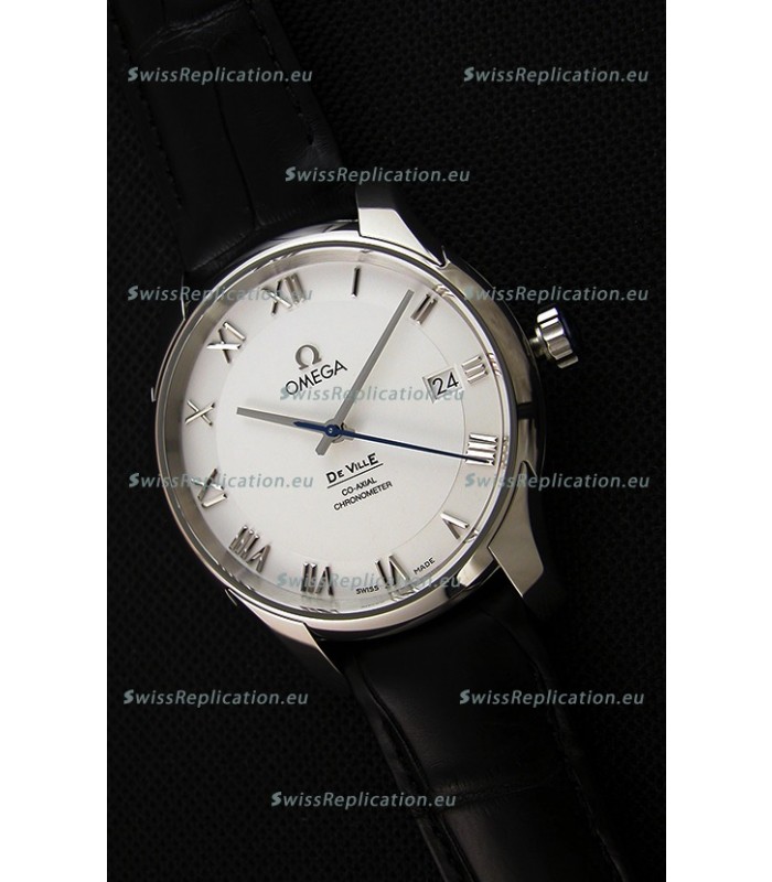 Omega De-Ville Annual Calendar Co-Axial Swiss Replica Watch 1:1 Mirror Edition in White Dial