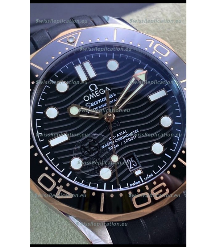 Omega Seamaster 300M Co-Axial Master Chronometer Black Dial Two Tone Casing 1:1 Mirror Replica