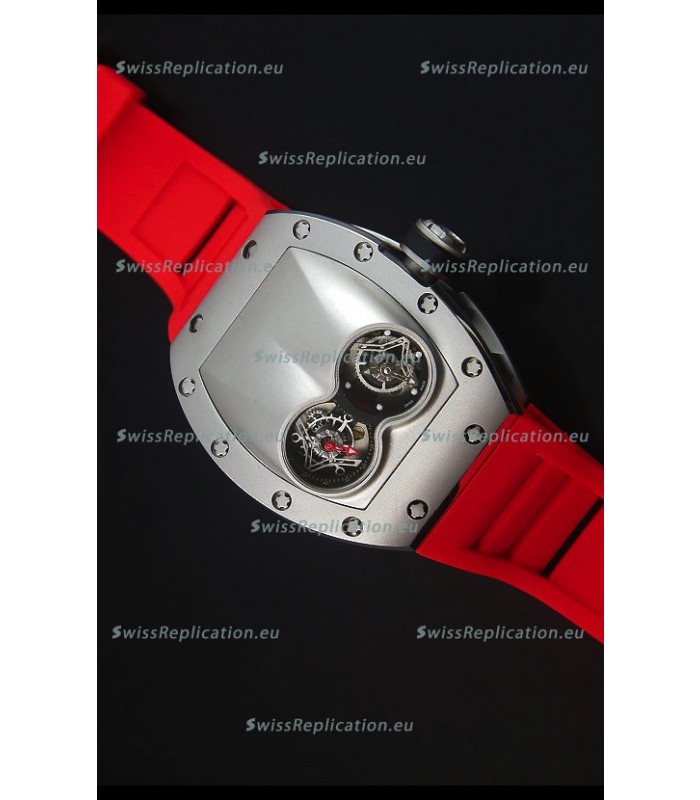Richard Mille RM053 Tourbillon Pablo Mac Donough Swiss Replica Watch in Titanium Case Red Strap