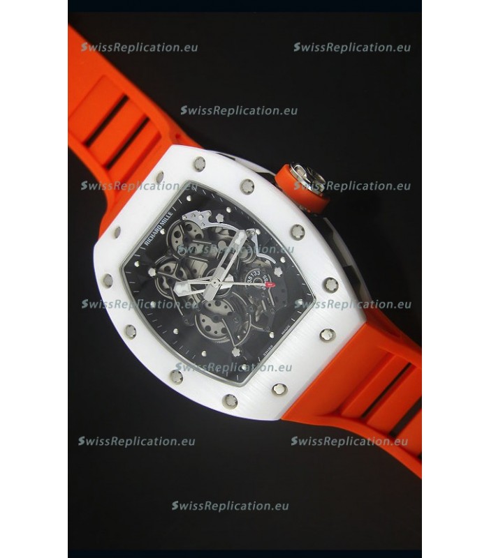 Richard Mille RM055 White Ceramic Case Watch in Black Inner Bezel
