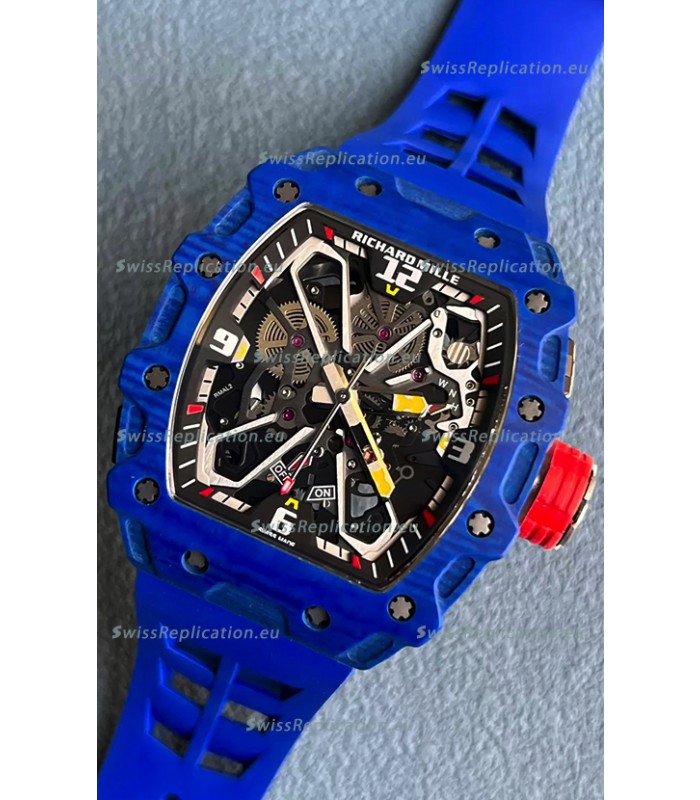Richard Mille RM35-03 Rafael Nadal Edition Blue Carbon Fiber Casing 1:1 Mirror Replica Watch in Blue Strap