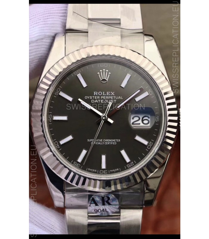 Rolex Datejust 41MM Cal.3135 Movement Swiss Replica Watch in 904L Steel Casing Grey Dial