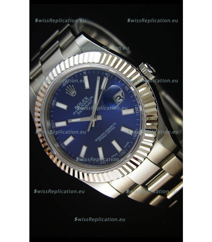 Rolex Datejust II 41MM with Cal.3136 Movement Swiss Replica Watch in Navy Blue Dial