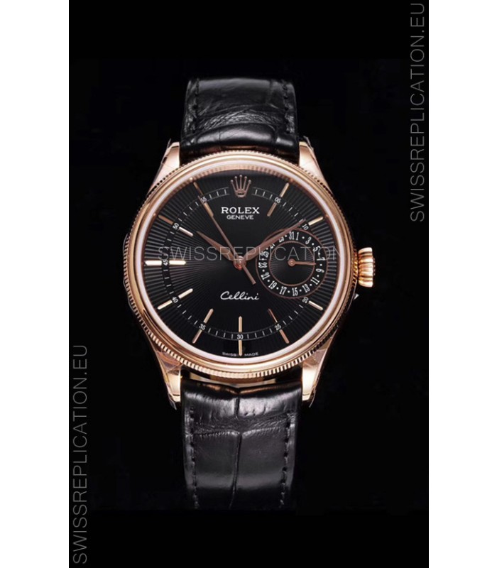 Rolex Cellini Date Ref#50515 Replica 1:1 Mirror Rose Gold 904L Steel Watch Brown Dial