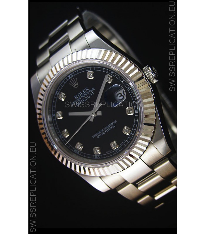 Rolex Datejust Japanese Replica Watch - Black Dial in 41MM with Oyster Strap
