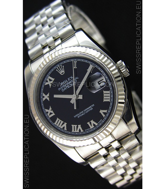 Rolex Datejust Japanese Replica Watch - Black Dial in 36MM with Jubilee Strap
