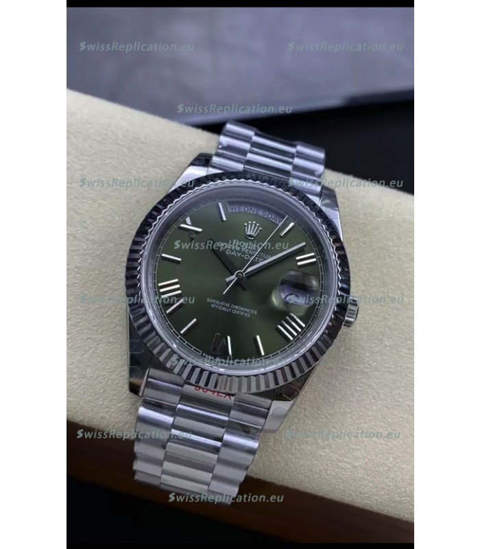 Rolex Day Date Presidential Stainless Steel Green Dial Watch 40MM - 1:1 Mirror Quality