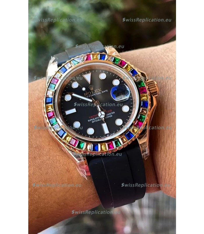 Rolex Yachtmaster 116695 Everose Gold Diamonds Cal.3235 Swiss 1:1 Ultimate 904L Steel Watch