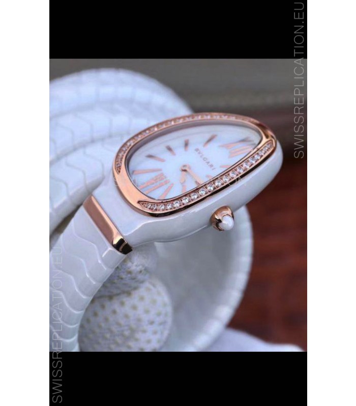 Bvlgari Serpenti Edition White Ceramic Replica Watch in 1:1 Mirror Quality 