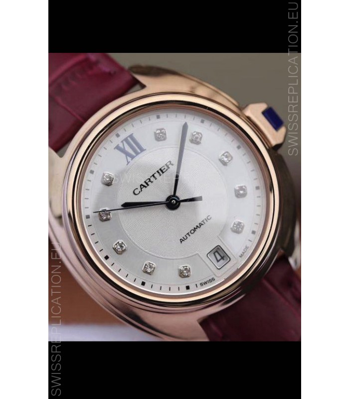 Cle De Cartier Automatic Swiss Replica Watch in Rose Gold Casing - 35MM