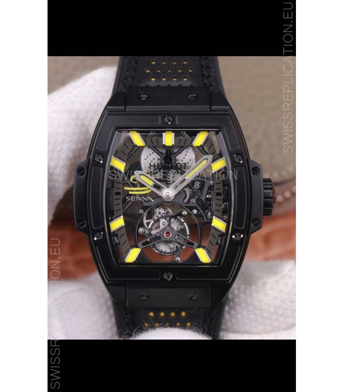Hublot Masterpiece MP Senna Edition Genuine Tourbillon Swiss Replica Watch in PVD Coating