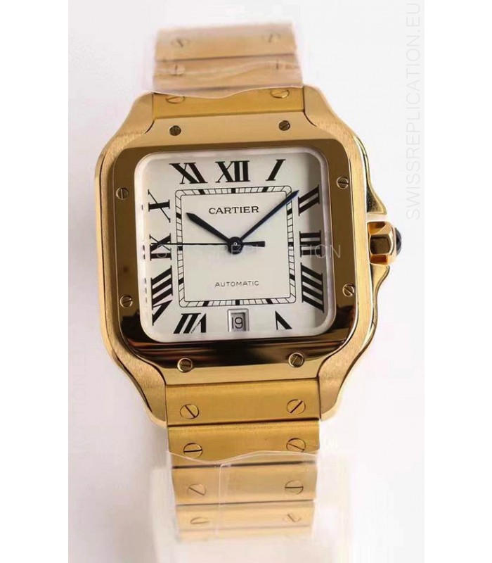 Cartier Santos De Cartier XL 1:1 Yellow Gold Casing Swiss Replica Watch 40MM