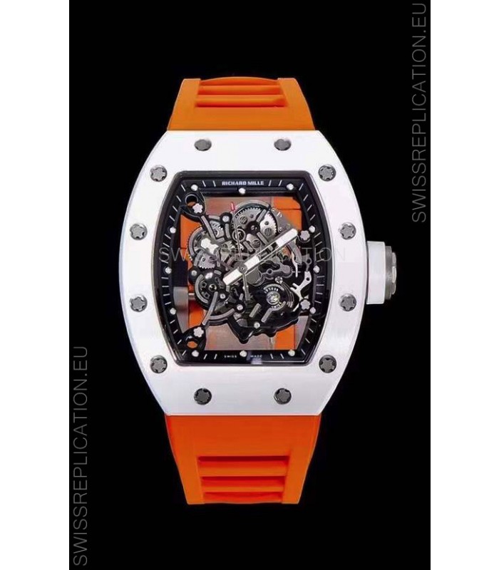 Richard Mille RM055 Ceramic Casing 1:1 Mirror Replica Watch in Orange Strap 