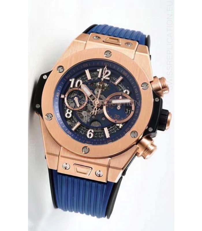 Hublot Big Bang Unico Rose Gold Blue 1:1 Mirror Edition Swiss Replica Watch