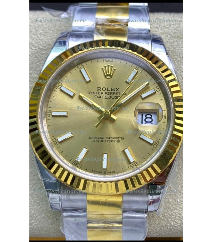 Rolex Datejust 126333 41MM Cal.3135 Swiss 1:1 Mirror Replica Watch in 904L Gold Dial 