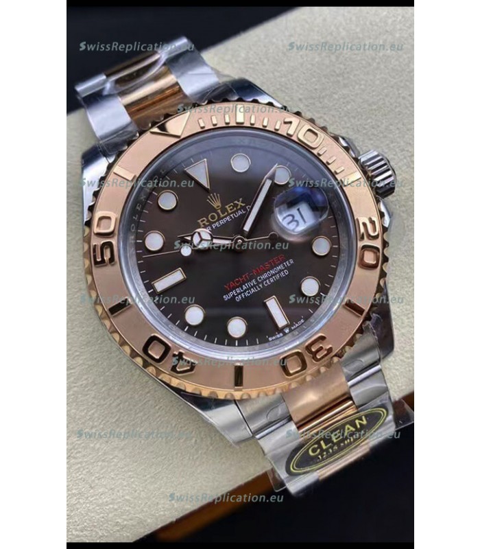 Rolex Yachtmaster 40 Everose Gold - Oyster Steel Brown Dial 1:1 Swiss Replica Watch 40MM in 904L Steel Casing