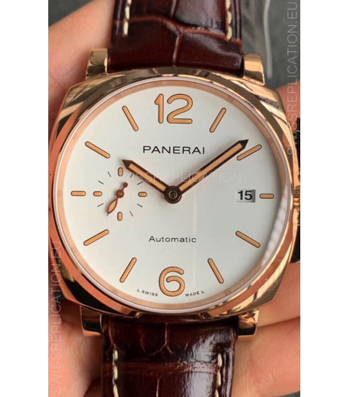 Panerai Luminor DUE PAM1042 Edition 1:1 Mirror Swiss Replica Watch in Rose Gold Casing 42MM