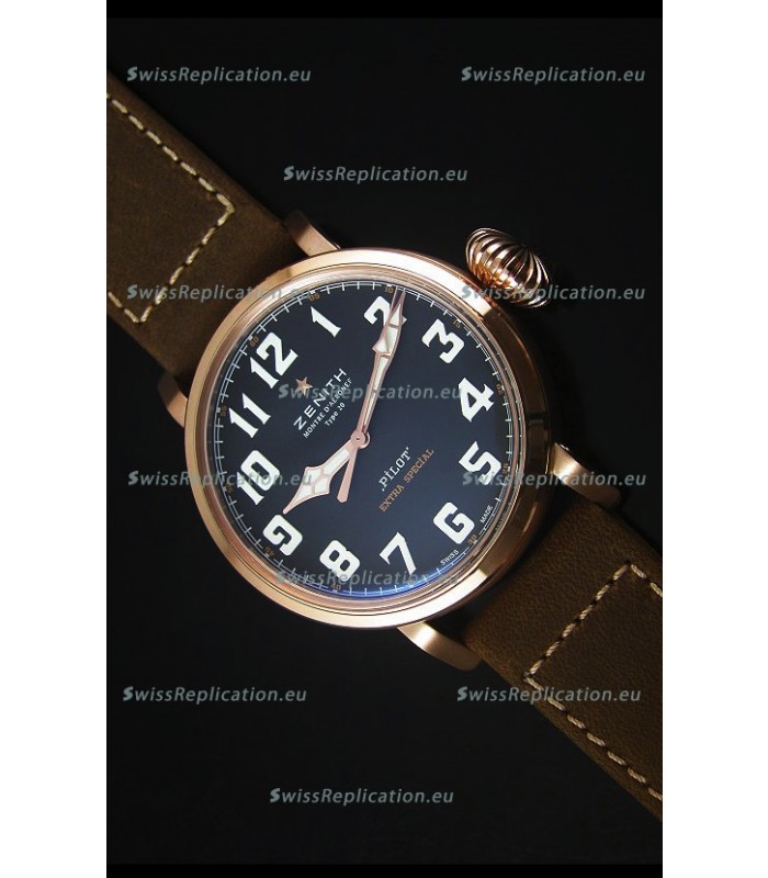 Zenith Pilot Type 20 Extra Special Edition Rose Gold Swiss 1:1 Mirror Replica Watch 