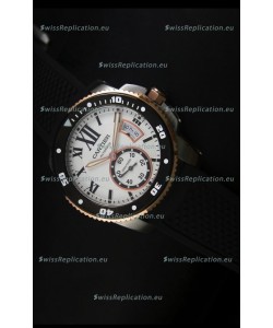 Calibre De Cartier Watch 42MM White Dial Two Tone Case - 1:1 Mirror Replica Watch