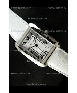 Cartier Tank Ladies Replica Watch in Steel Case/White Strap