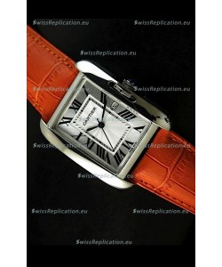 Cartier Tank Ladies Replica Watch in Steel Case/Orange Strap