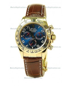 Rolex Daytona Cosmograph Swiss Replica Gold Plated Watch in Blue Dial