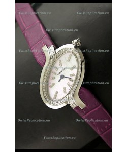 Delices De Cartier Ladies Replica Japanese Watch in Pink Leather Strap