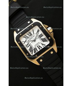 Cartier Santos 100 Swiss Replica Watch in Black Bezel