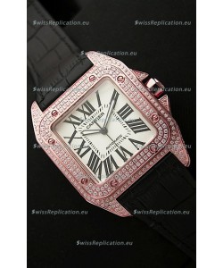 Cartier Santos 100 Swiss Automatic Replica Watch in Rose Gold